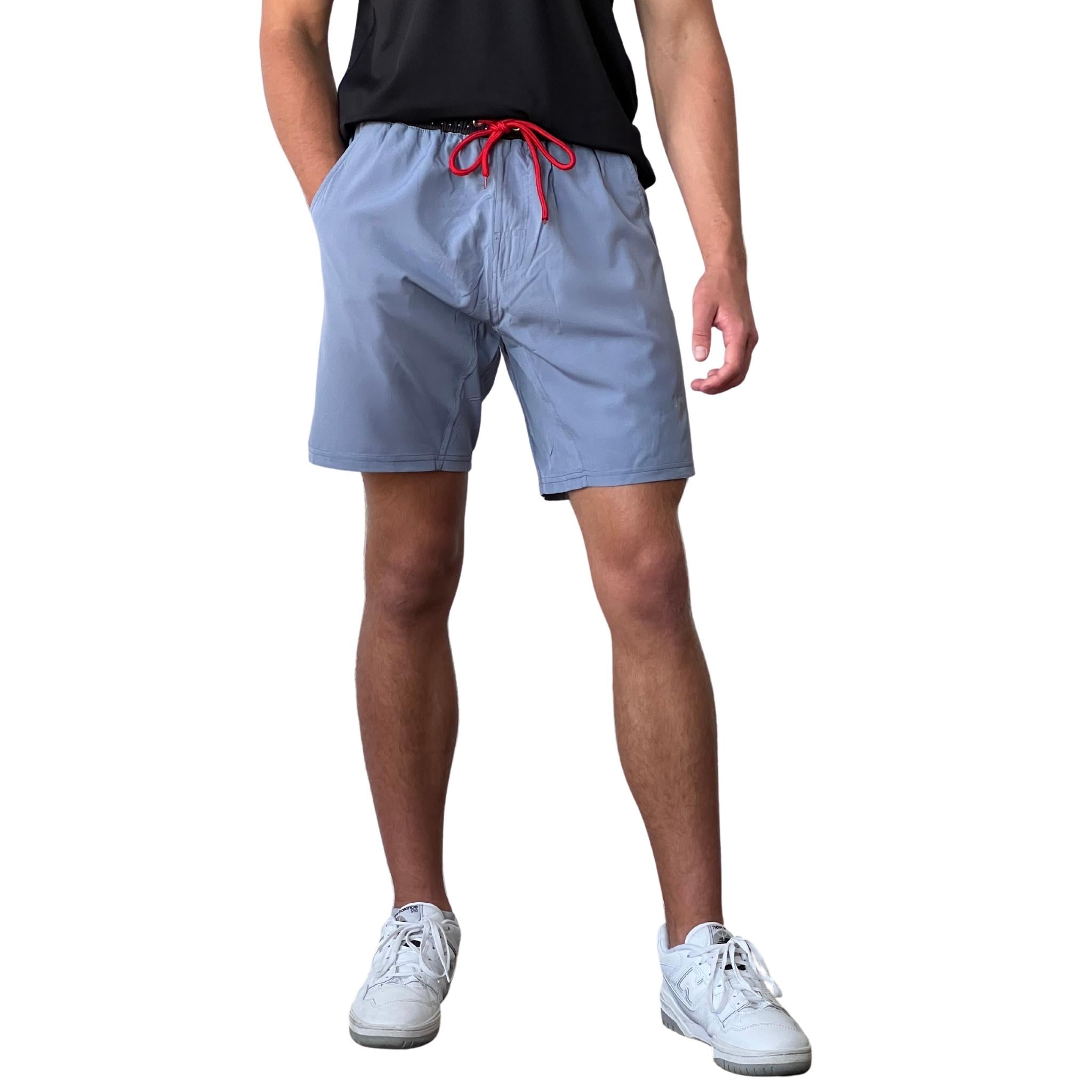 Bruce Bolt Steel Blue 7" Athletic Shorts with Pockets & Stretch Fabric
