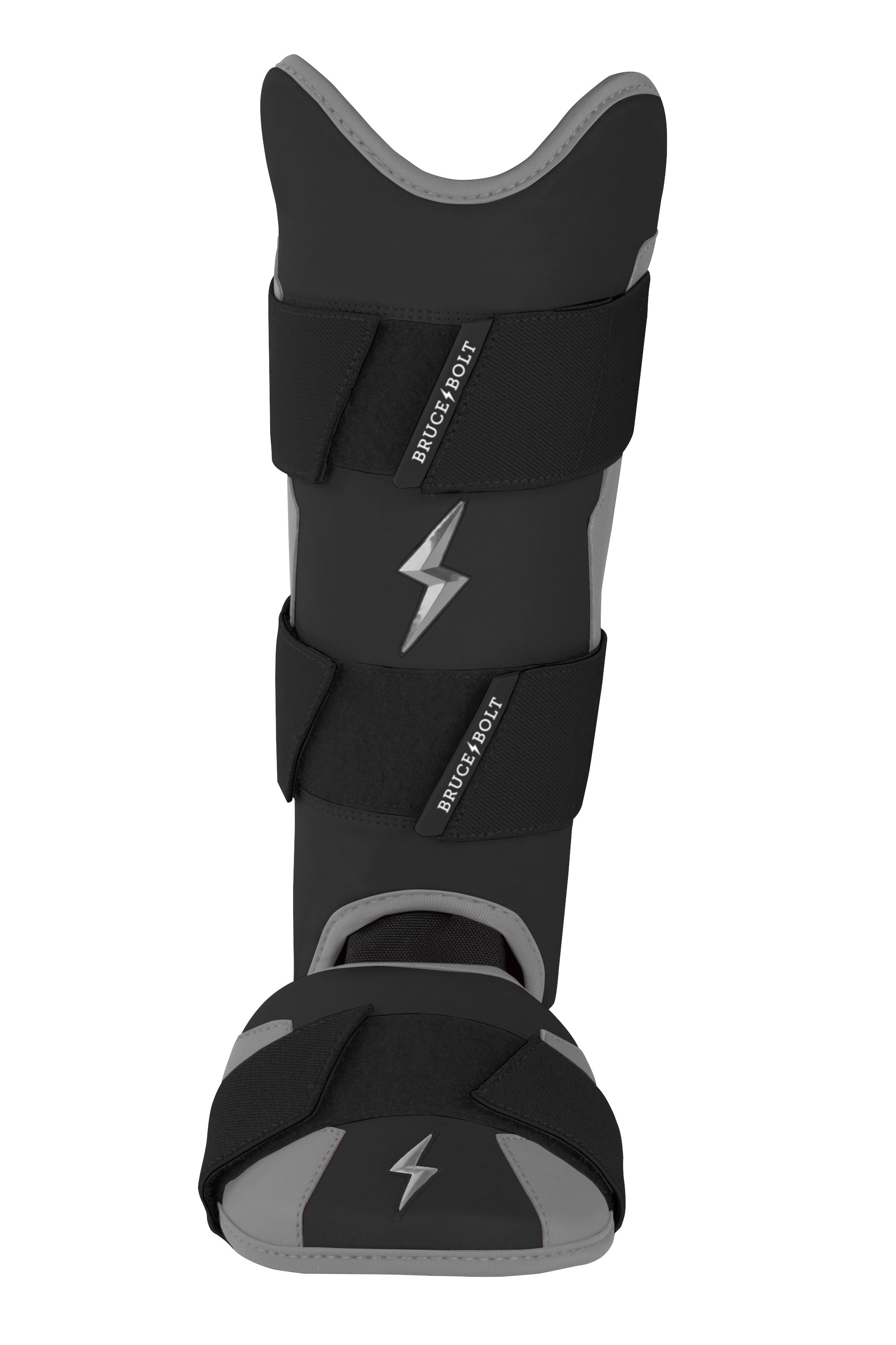 BRUCE BOLT Black Chrome Series Baseball Leg Guard with Sharkskin Grip
