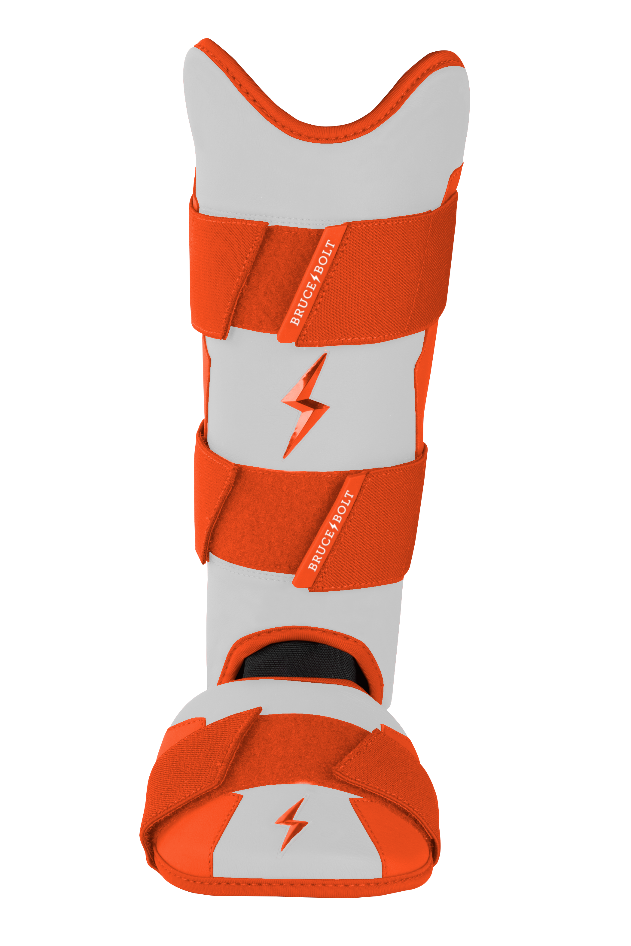 Bruce Bolt Chrome Series Baseball Leg Guard - Orange, Moldable Shell