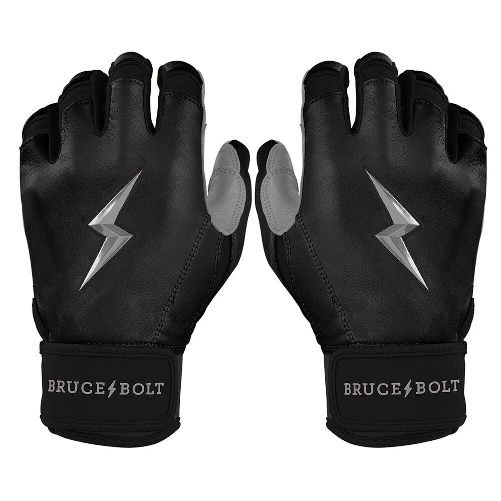 Bruce Bolt Premium Pro Chrome Short Cuff Batting Gloves - Black