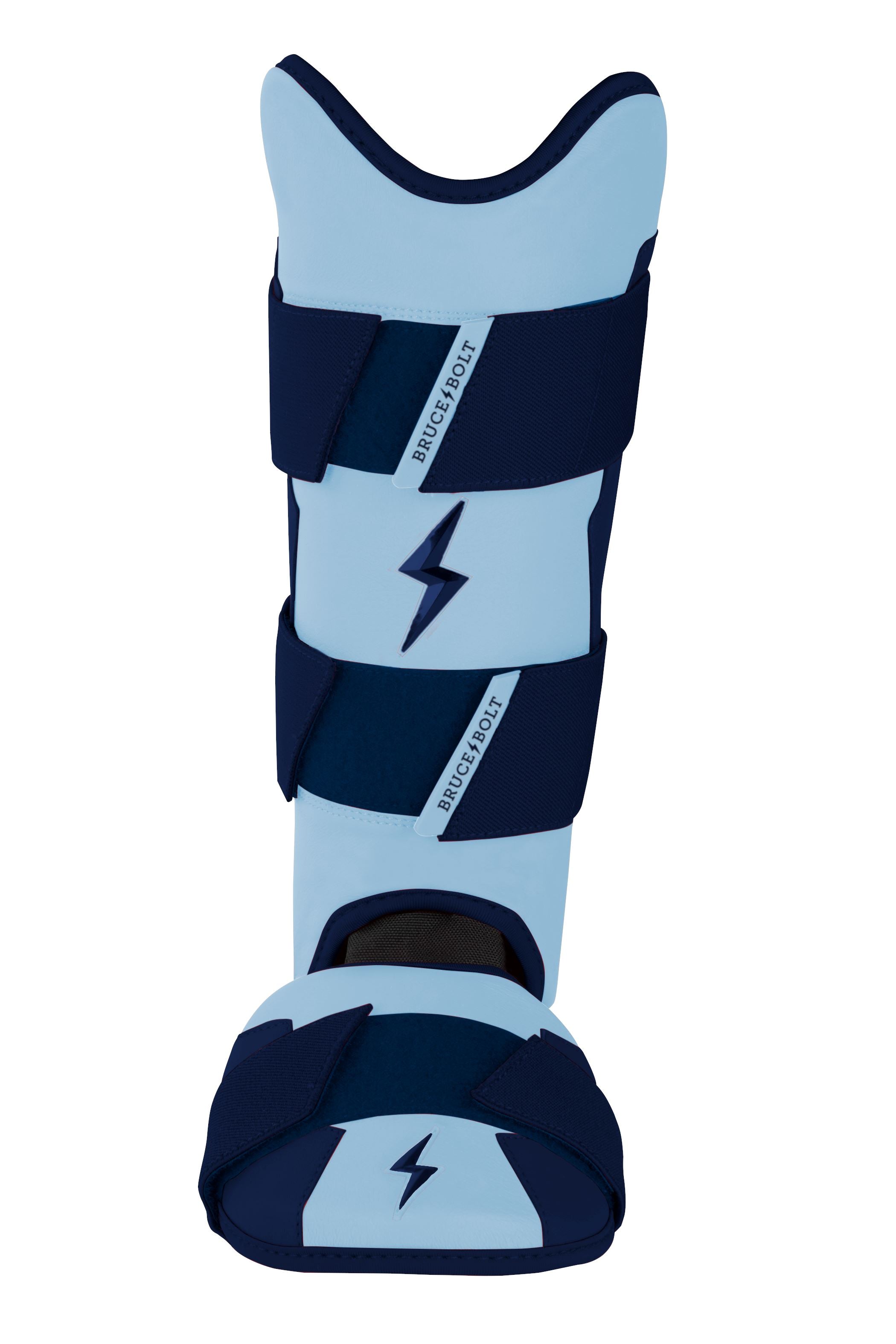 BRUCE BOLT Baseball Leg Guard with Moldable Shell & Shark Skin Grip - Carolina Blue
