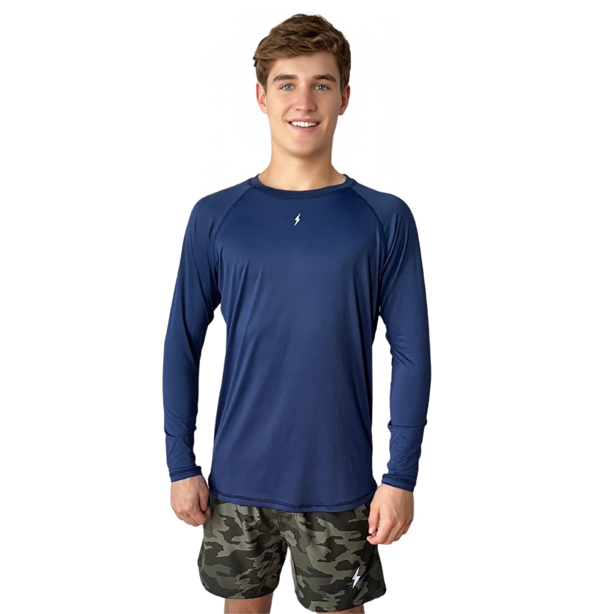 BRUCE BOLT Performance Long Sleeve Shirt with Reflective Logo - Navy