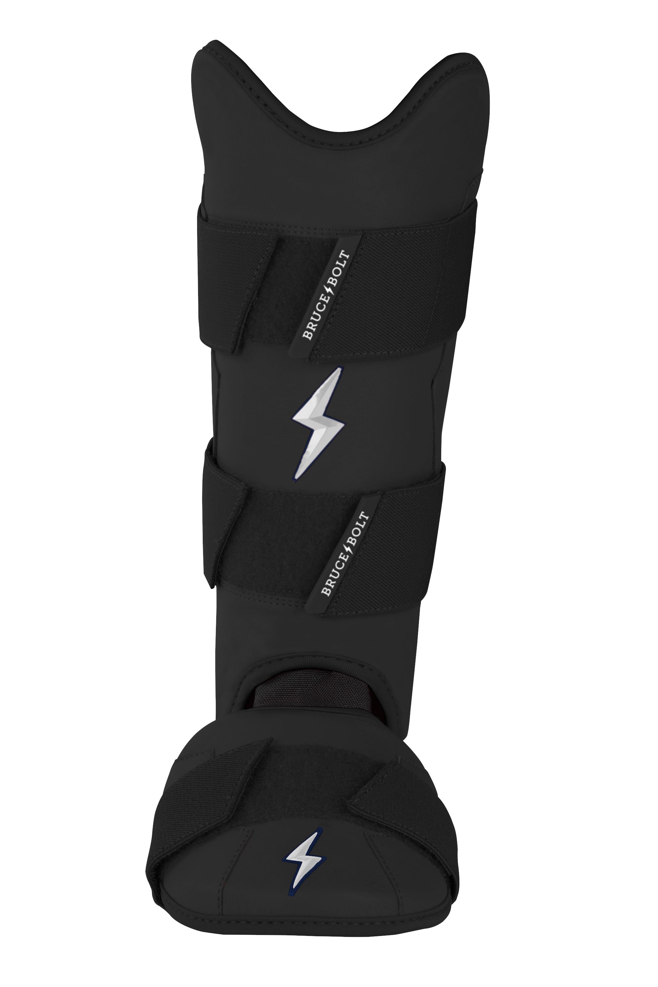 Bruce Bolt Baseball Leg Guard - Black, Moldable Shell, Sharkskin Lining