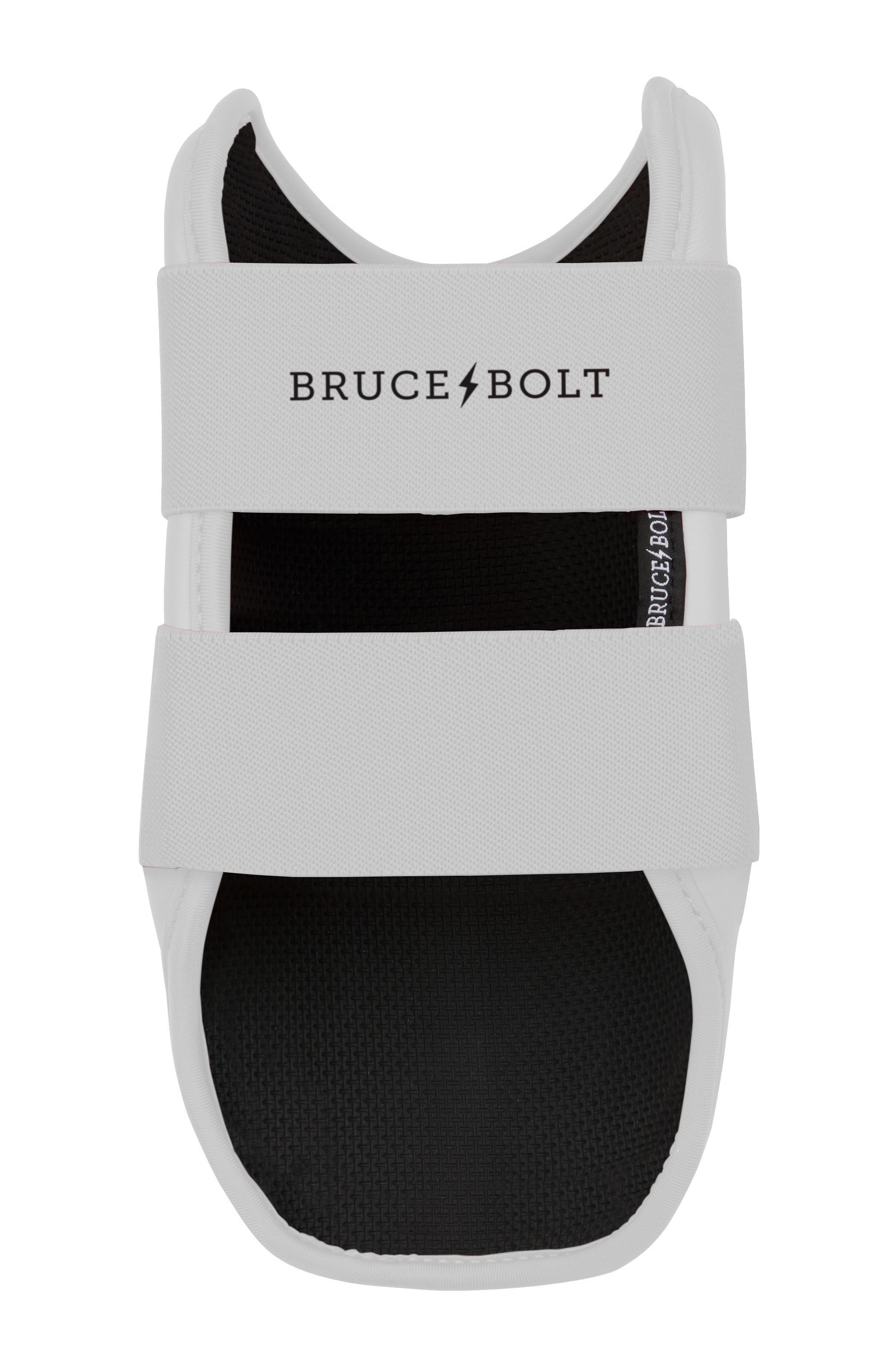 Bruce Bolt Pro 9" Baseball Elbow Guard - Chrome White, Moldable Shell