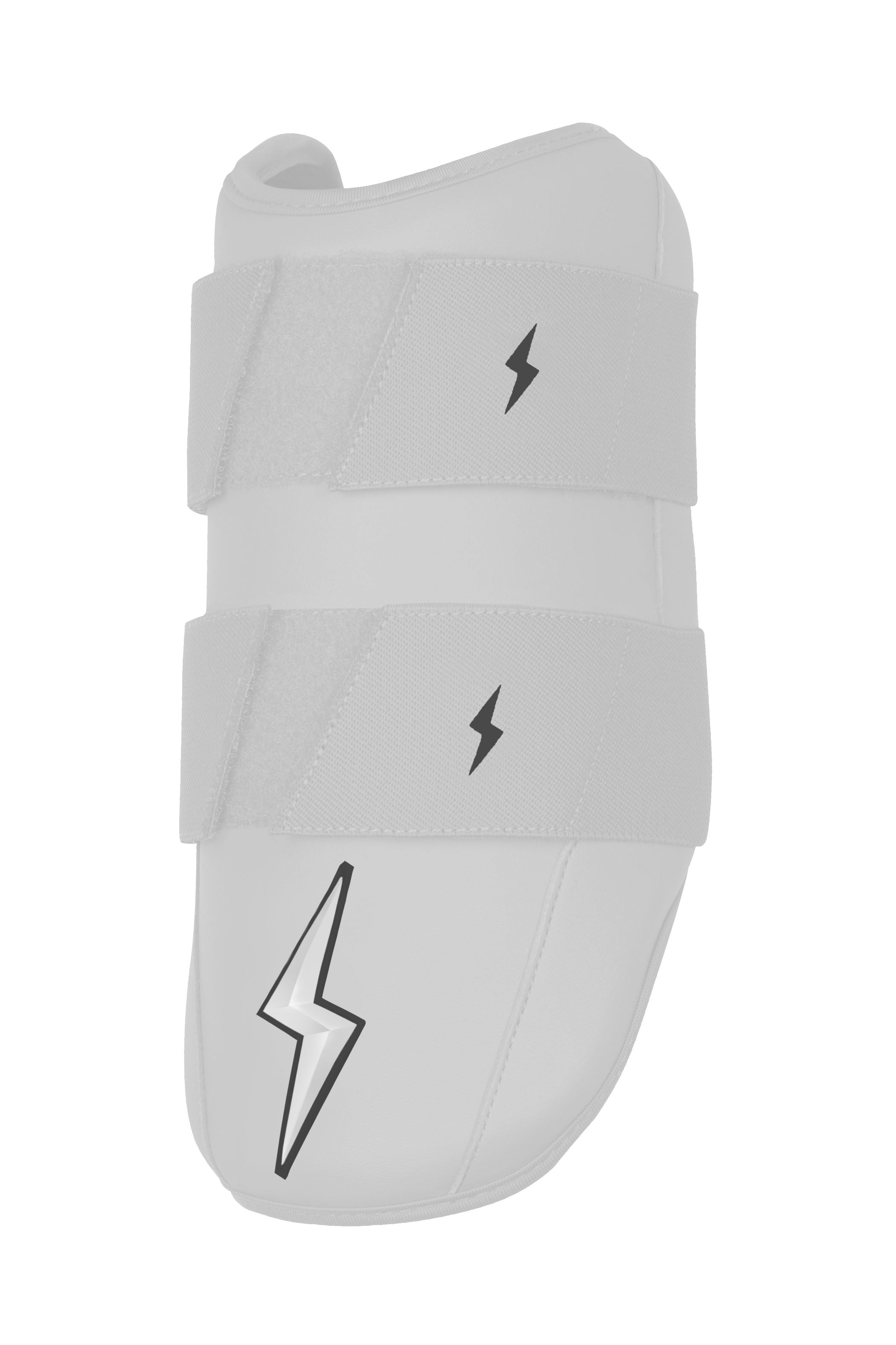 Bruce Bolt Pro 9" Baseball Elbow Guard - Chrome White, Moldable Shell