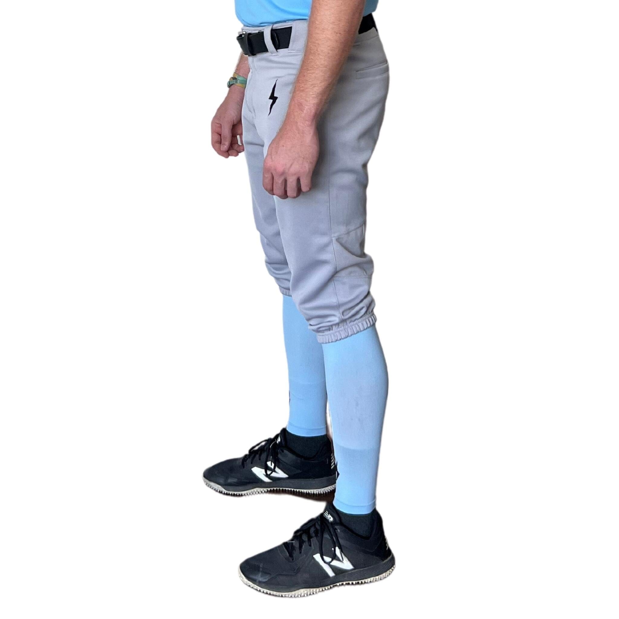 Bruce Bolt Pro Baseball Knicker Pants - Grey, 4-Way Stretch, Non-Slip Waistband