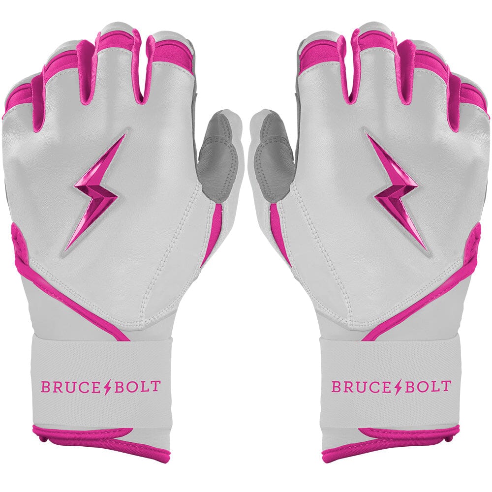 Bruce Bolt Premium Pro Chrome Long Cuff Batting Gloves - Pink