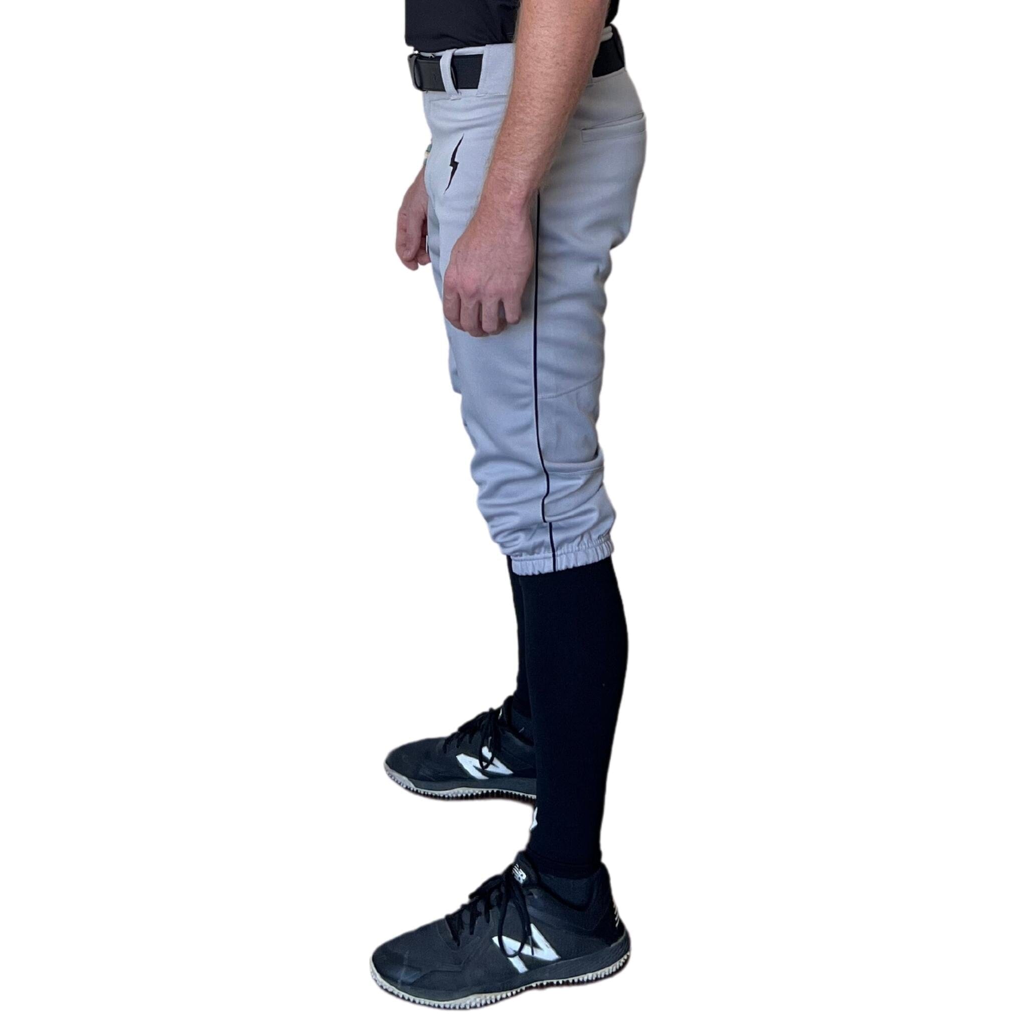 Bruce Bolt Premium Pro Baseball Knicker Pants - Grey & Black Stretch Mesh