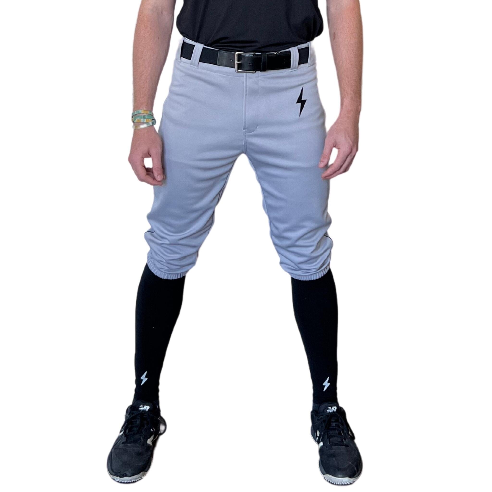 Bruce Bolt Premium Pro Baseball Knicker Pants - Grey & Black Stretch Mesh