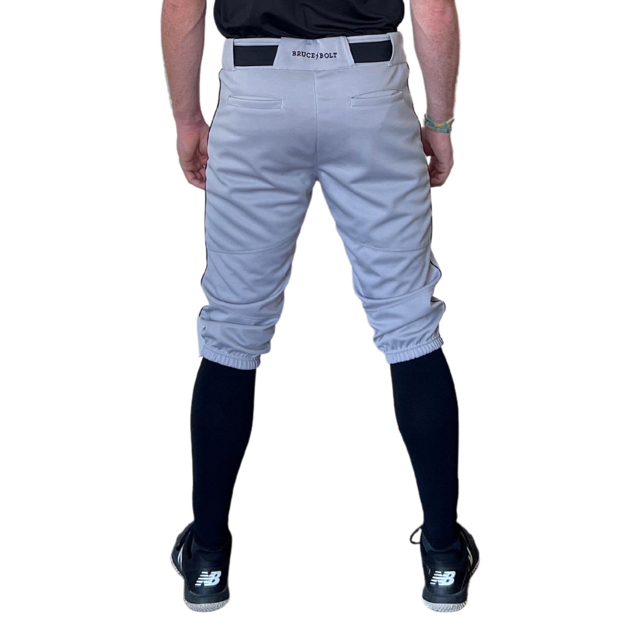 Bruce Bolt Premium Pro Baseball Knicker Pants - Grey & Black Stretch Mesh