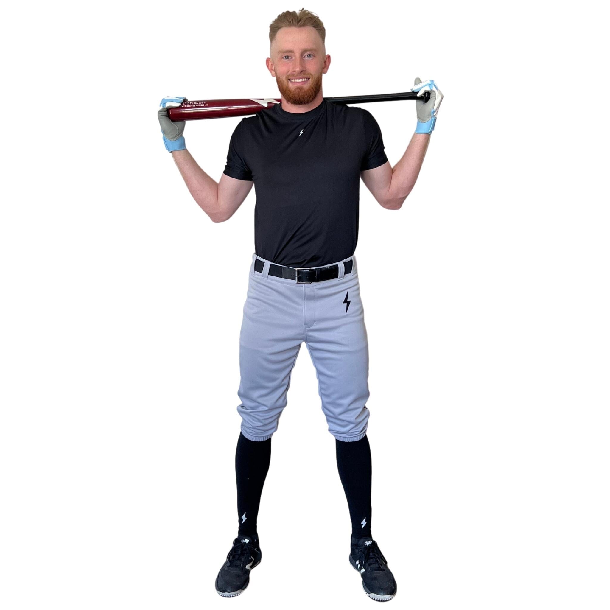 Bruce Bolt Premium Pro Baseball Knicker Pants - Grey & Black Stretch Mesh