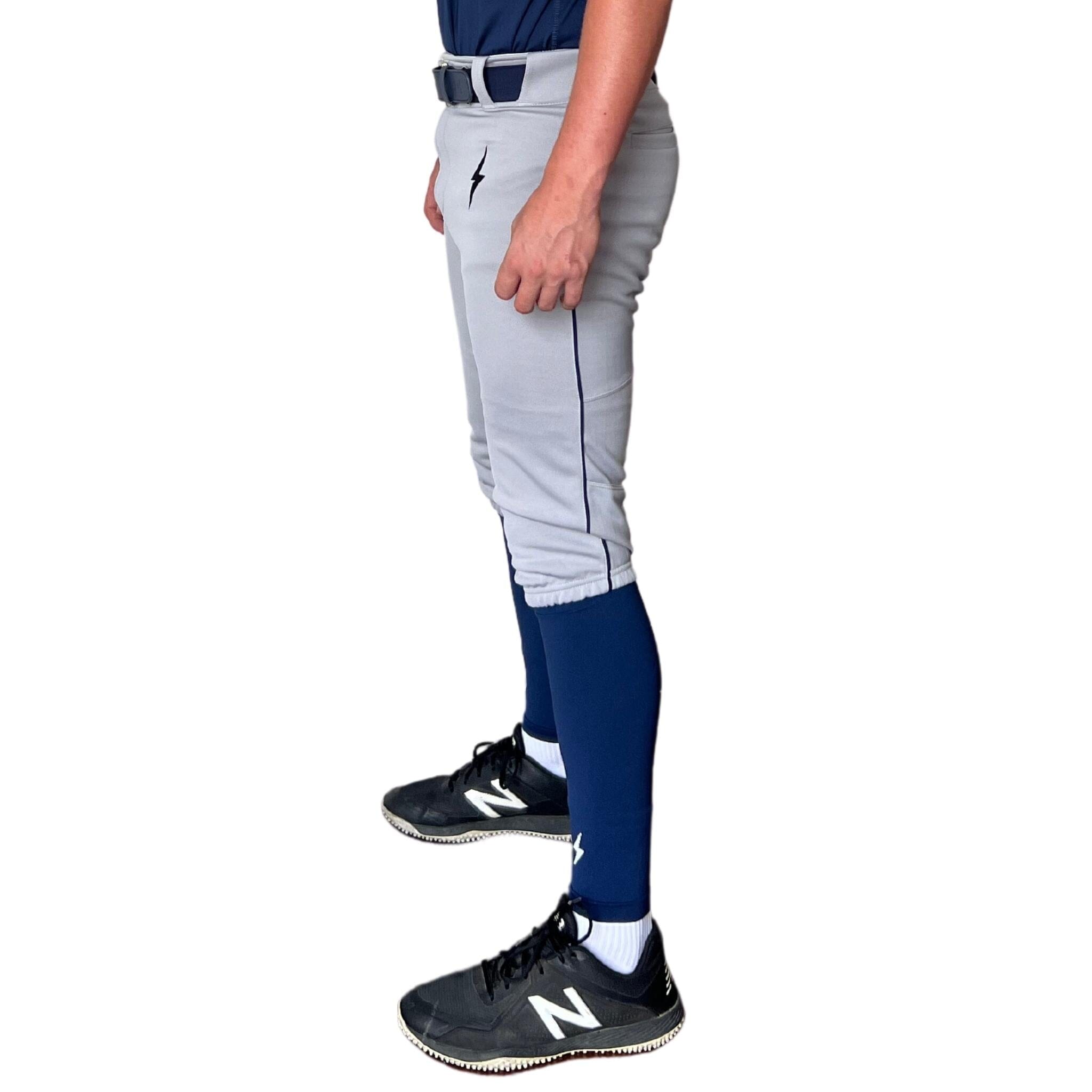 Bruce Bolt Pro Baseball Knicker Pants - Grey & Navy, 4-Way Stretch