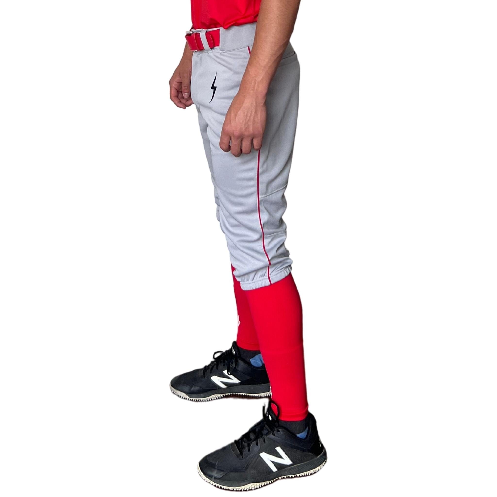 Bruce Bolt Pro Baseball Knicker - Grey & Red, Stretch Mesh