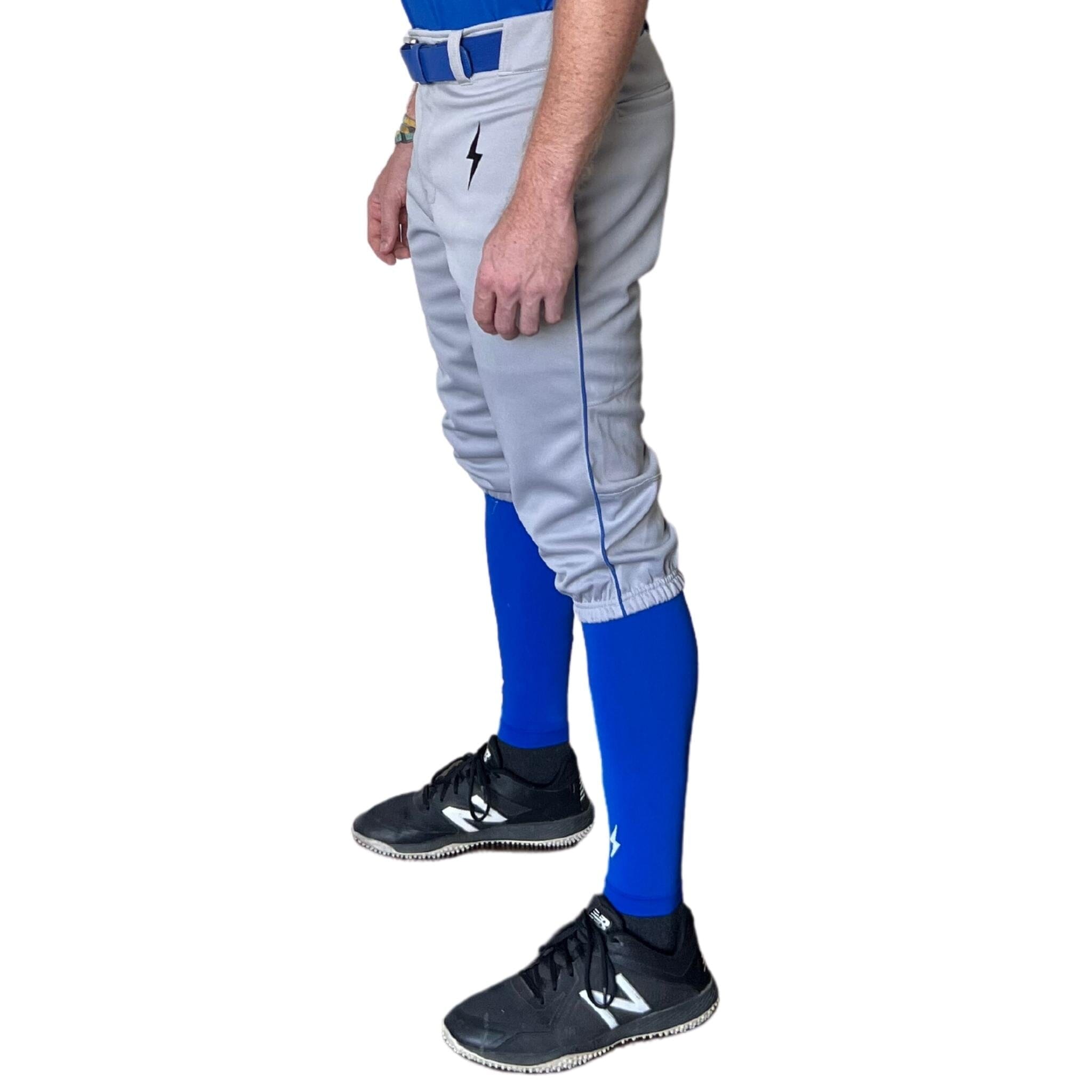 BRUCE BOLT Pro Baseball Knicker Pants - Grey & Royal, 4-Way Stretch