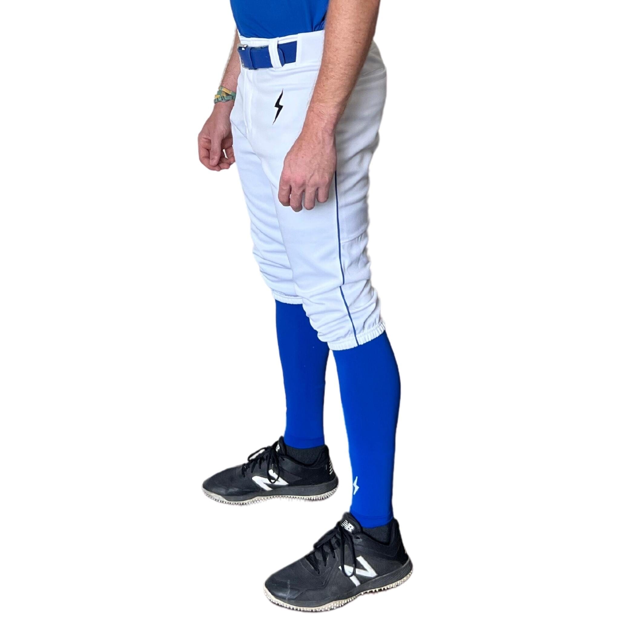 Bruce Bolt Pro Baseball Knickers - White & Royal, 4-Way Stretch
