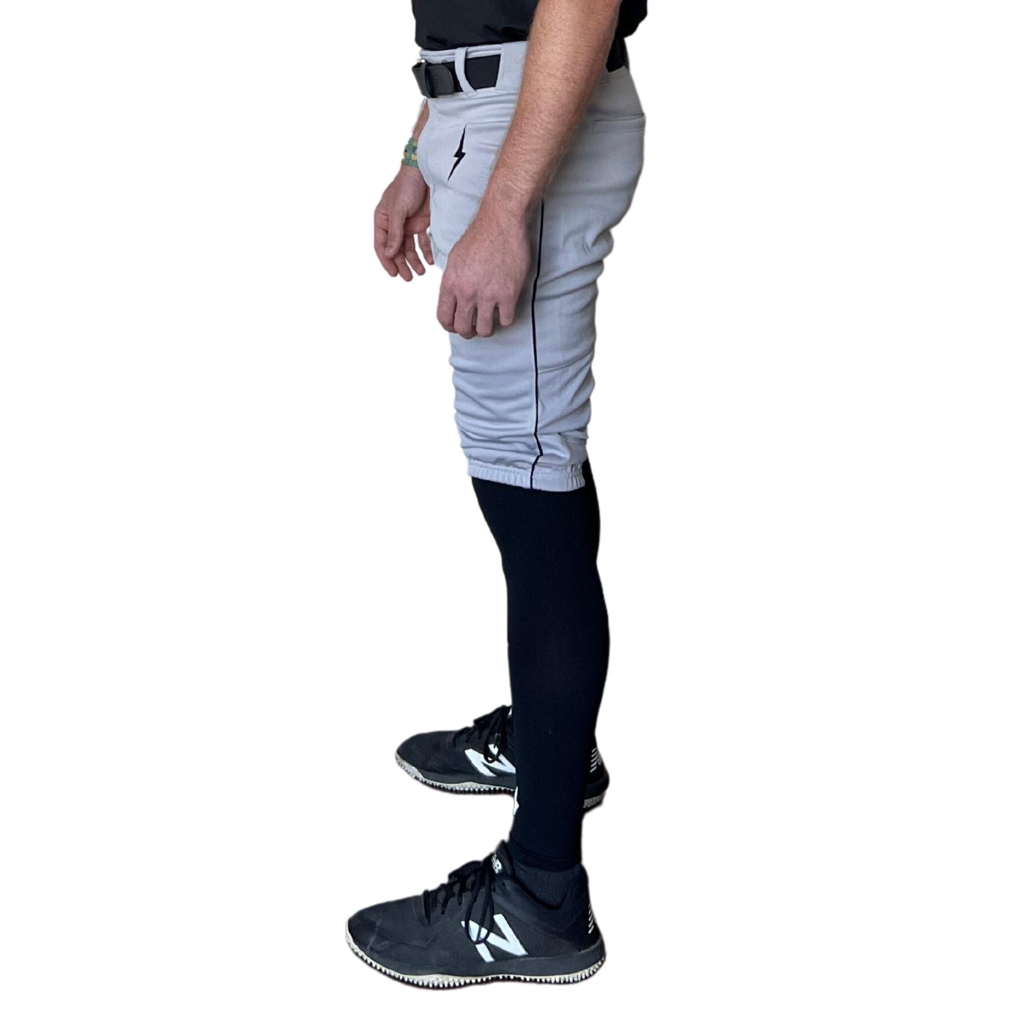 Bruce Bolt Pro Baseball Shorts - Grey & Black, Above Knee Modern Fit