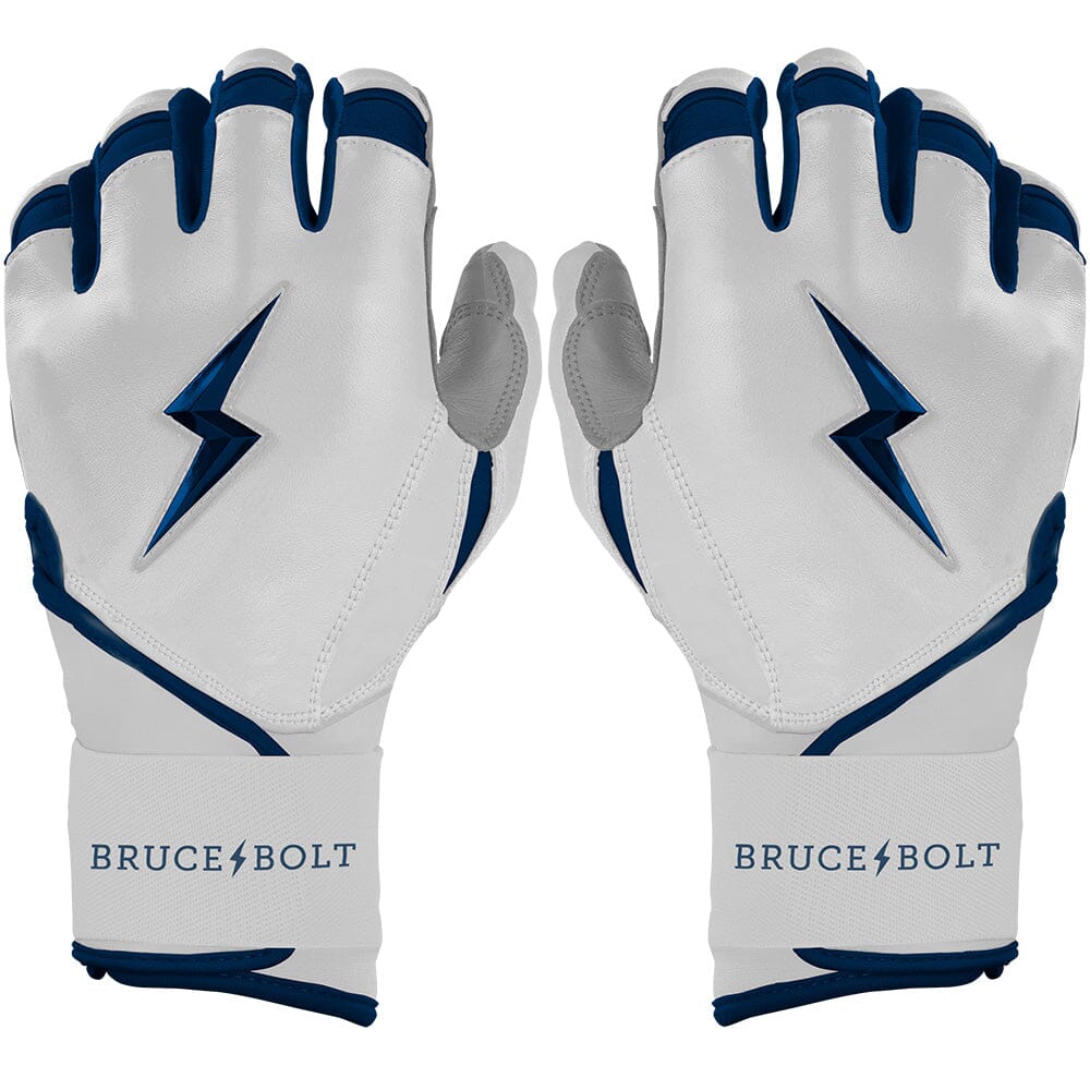 Bruce Bolt Premium Pro Chrome Long Cuff Batting Gloves - Navy