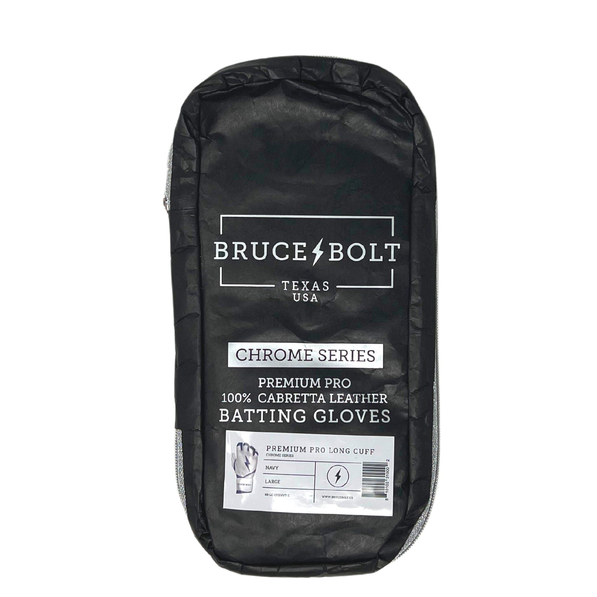 Bruce Bolt Premium Pro Chrome Long Cuff Batting Gloves - Navy