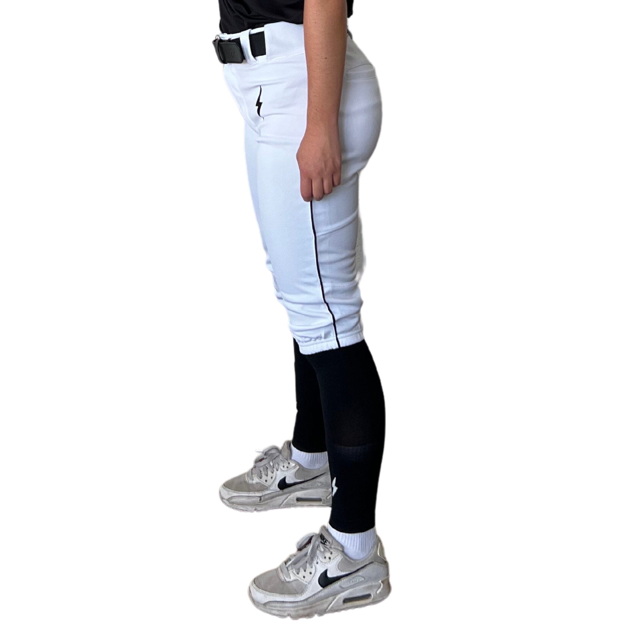 BRUCE BOLT Pro Softball Knickers - White & Black Stretch Mesh