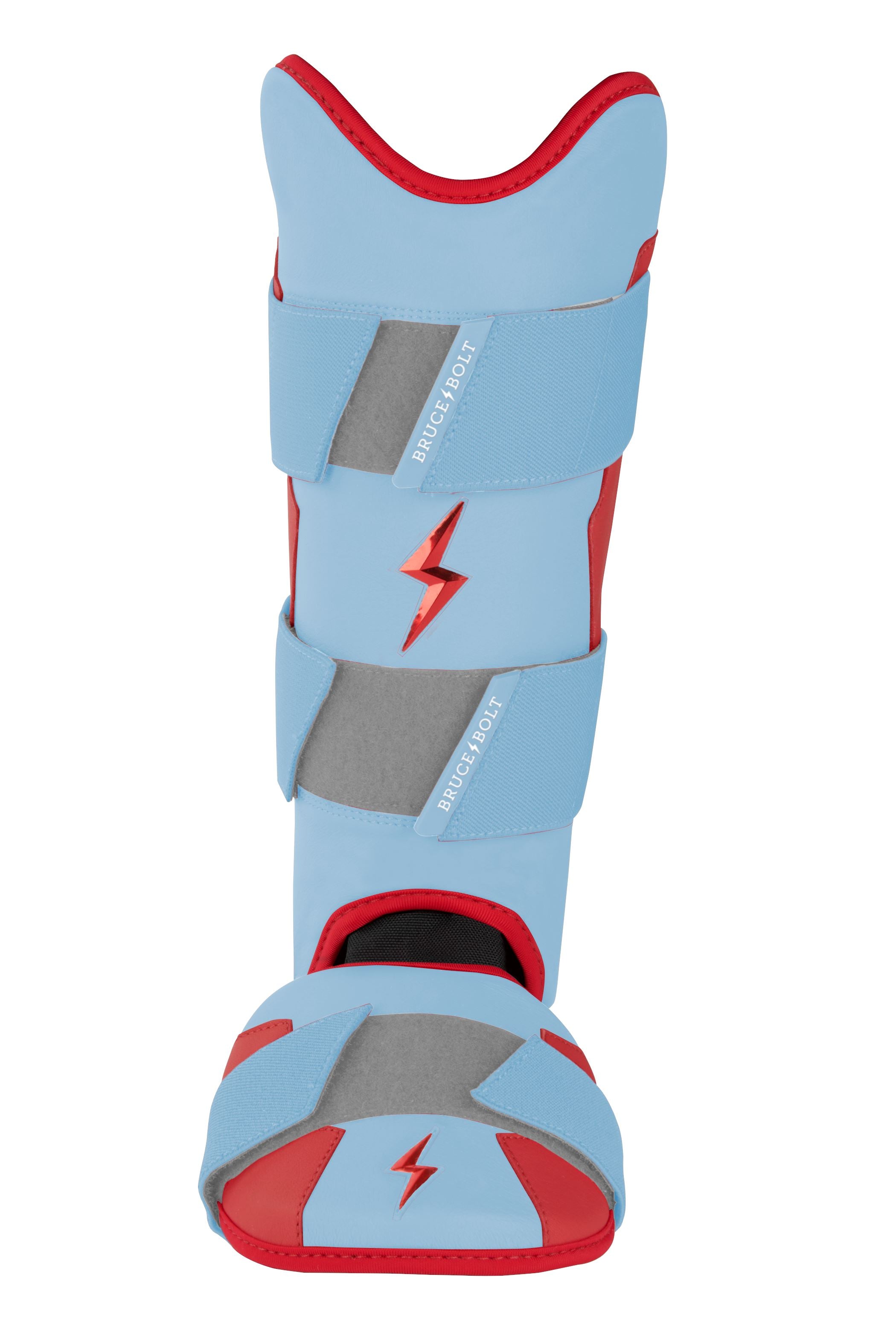 Bruce Bolt Baseball Leg Guard - Moldable Shell, Shark Skin Grip, Bader Baby Blue