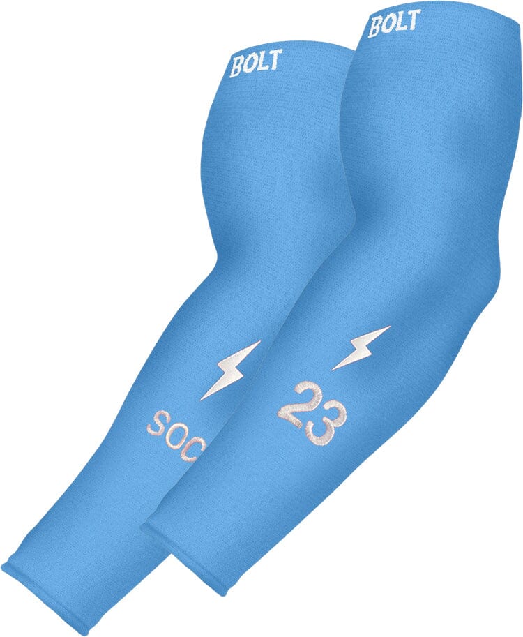 Bruce Bolt Compression Arm Sleeve - Baby Blue, Graduated Support for Baseball & Recovery