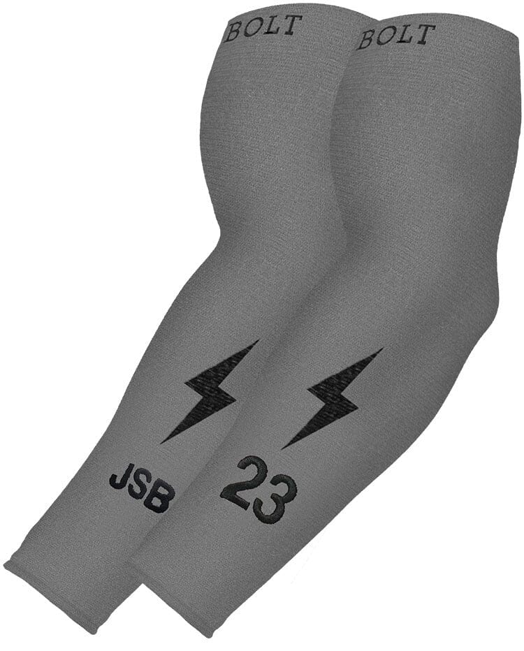 Bruce Bolt Compression Arm Sleeve - Grey, Personalized Fit for Baseball & Recovery