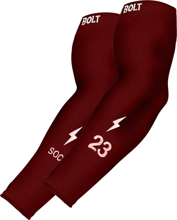 Bruce Bolt Compression Arm Sleeve - Maroon, Graduated Fit for Baseball & Recovery
