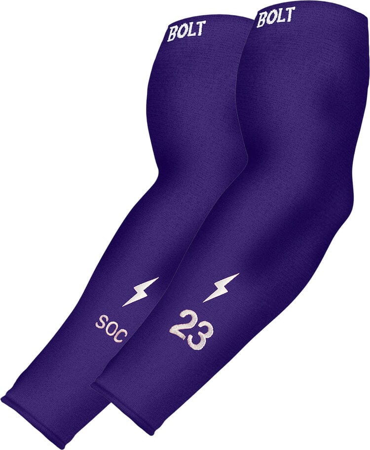 Bruce Bolt Compression Arm Sleeve - Purple, Graduated Support for Baseball & Recovery