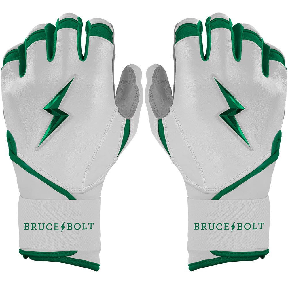 Bruce Bolt Premium Pro Chrome Series Long Cuff Batting Gloves - Green