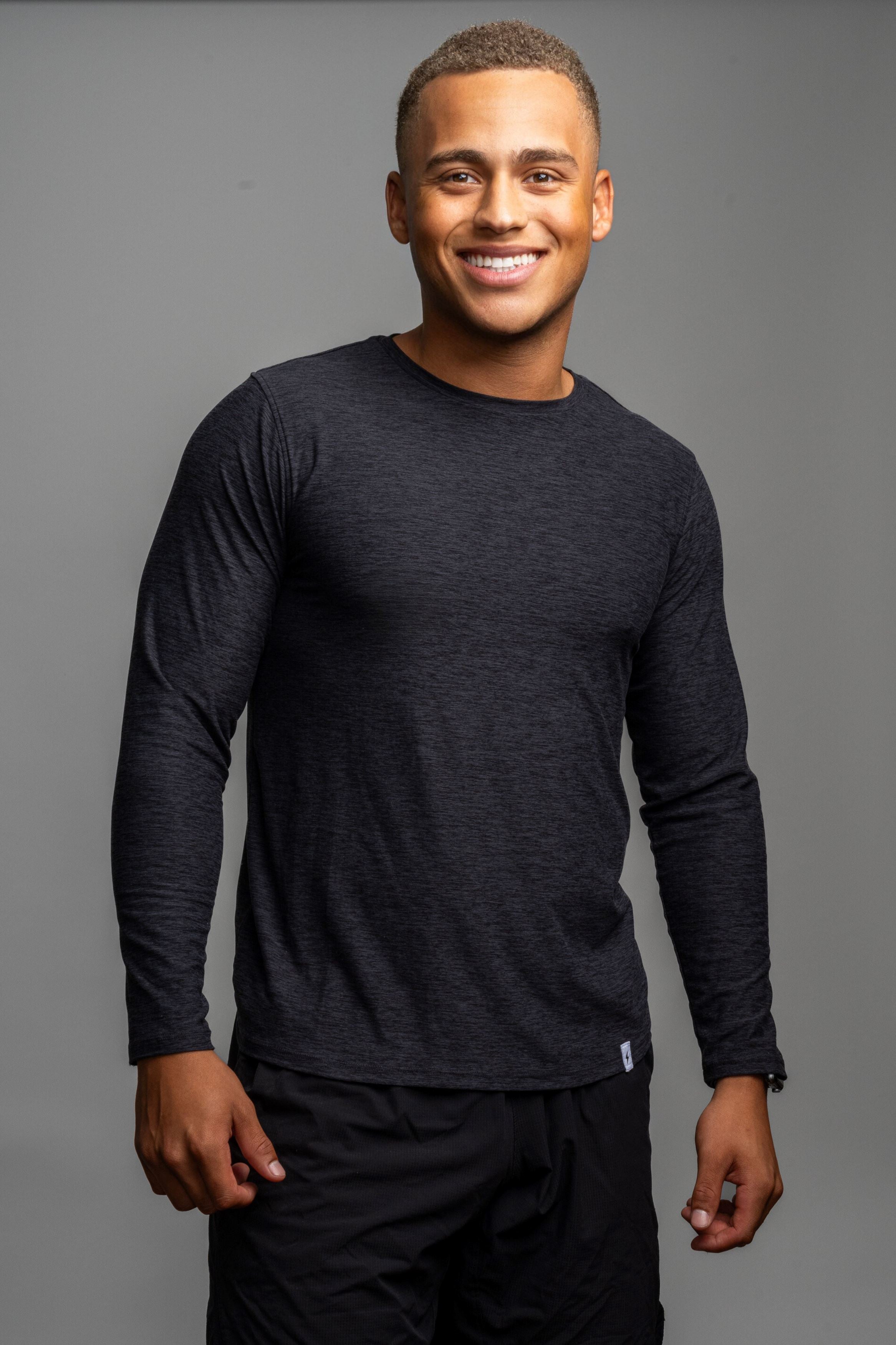 Bruce Bolt SuperSoft Long Sleeve T-Shirt - Breathable & Stretchy Charcoal Tee