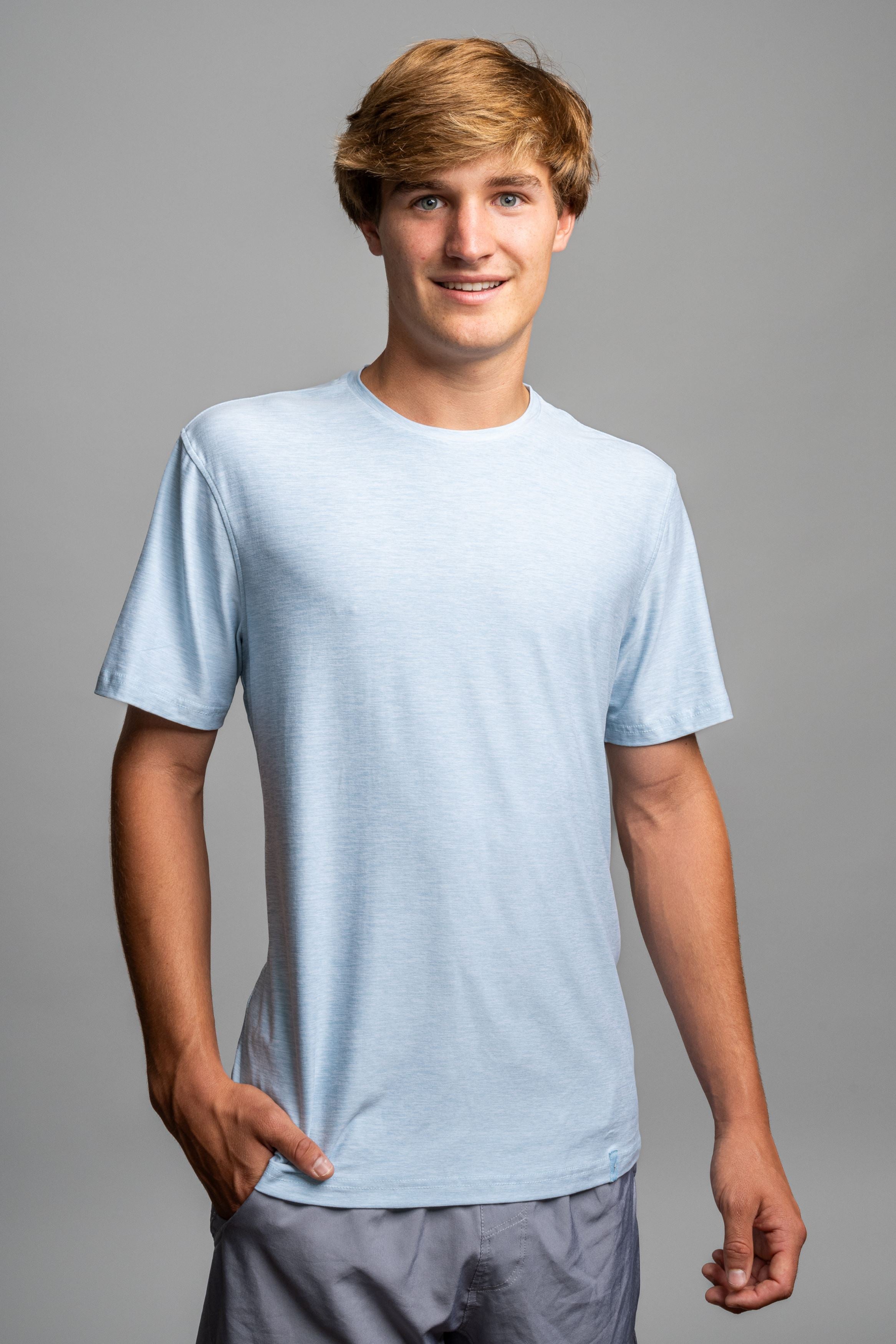 Bruce Bolt SuperSoft Baby Blue T-Shirt for Men - Breathable & Stretchy Athletic Tee