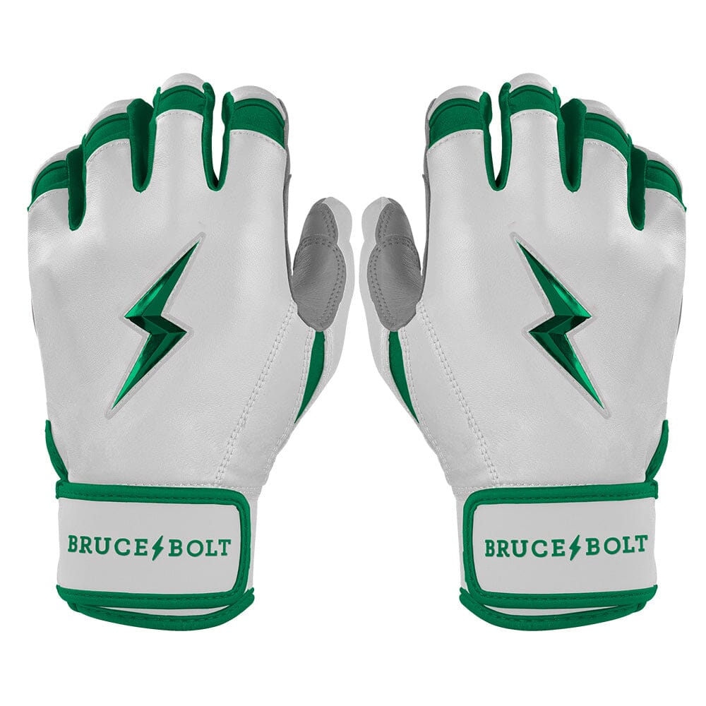 Bruce Bolt Premium Pro Chrome Batting Gloves - Green Short Cuff