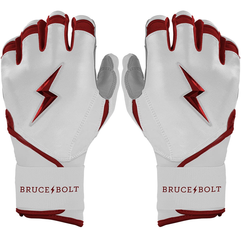 Bruce Bolt Premium Pro Chrome Long Cuff Batting Gloves - Maroon