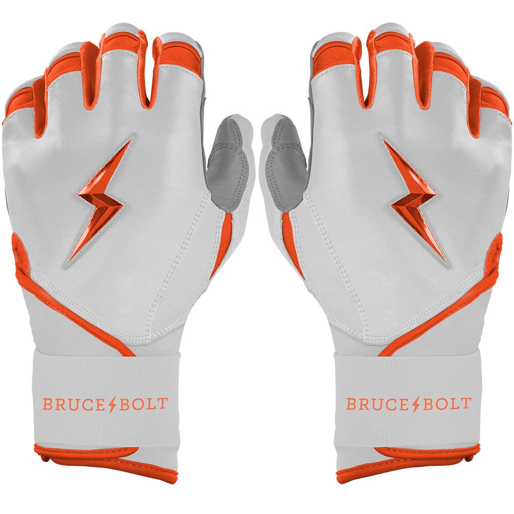 Bruce Bolt Premium Pro Chrome Long Cuff Batting Gloves – Orange