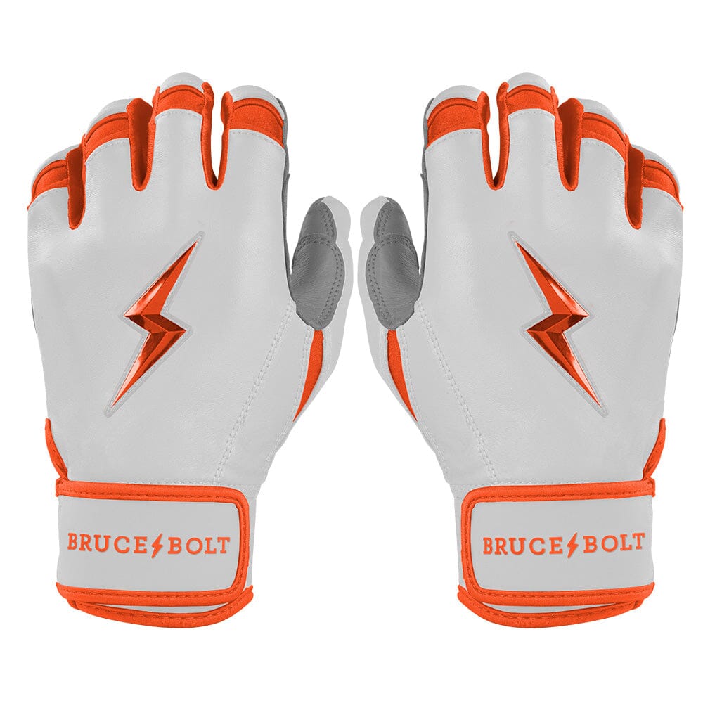 Bruce Bolt Premium Pro Chrome Series Orange Batting Gloves