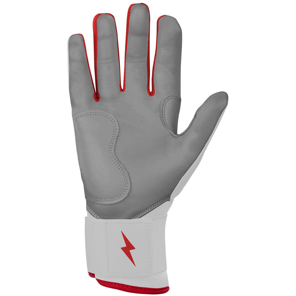 Bruce Bolt Premium Pro Chrome Long Cuff Batting Gloves - Red
