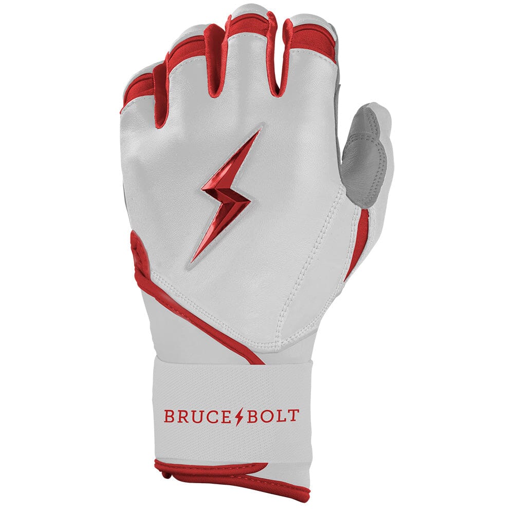 Bruce Bolt Premium Pro Chrome Long Cuff Batting Gloves - Red
