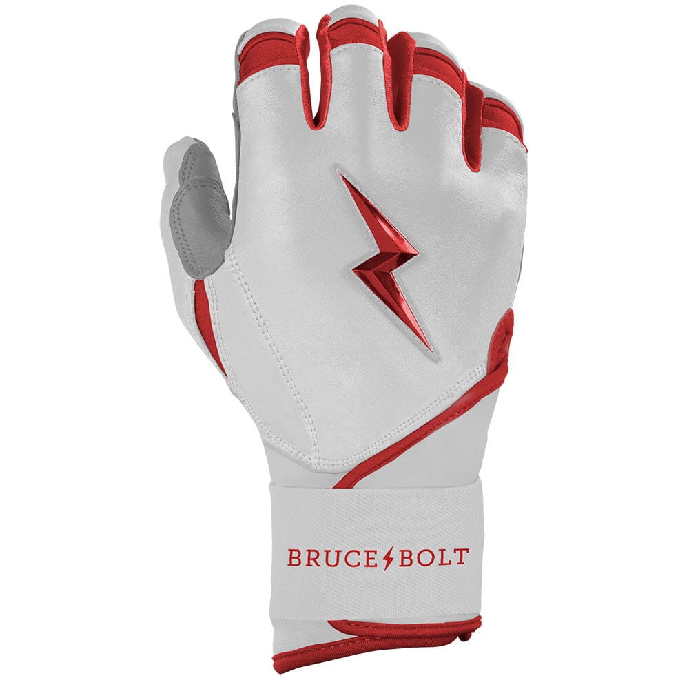 Bruce Bolt Premium Pro Chrome Long Cuff Batting Gloves - Red
