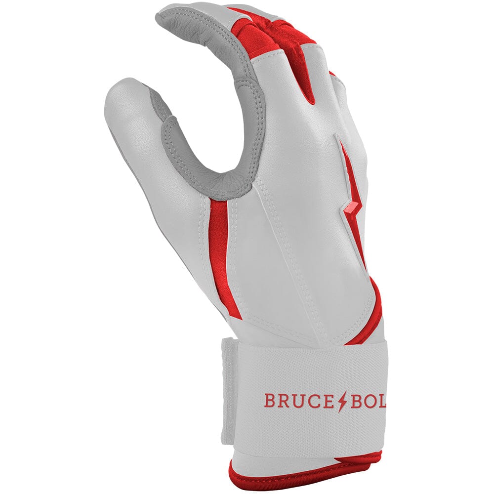 Bruce Bolt Premium Pro Chrome Long Cuff Batting Gloves - Red