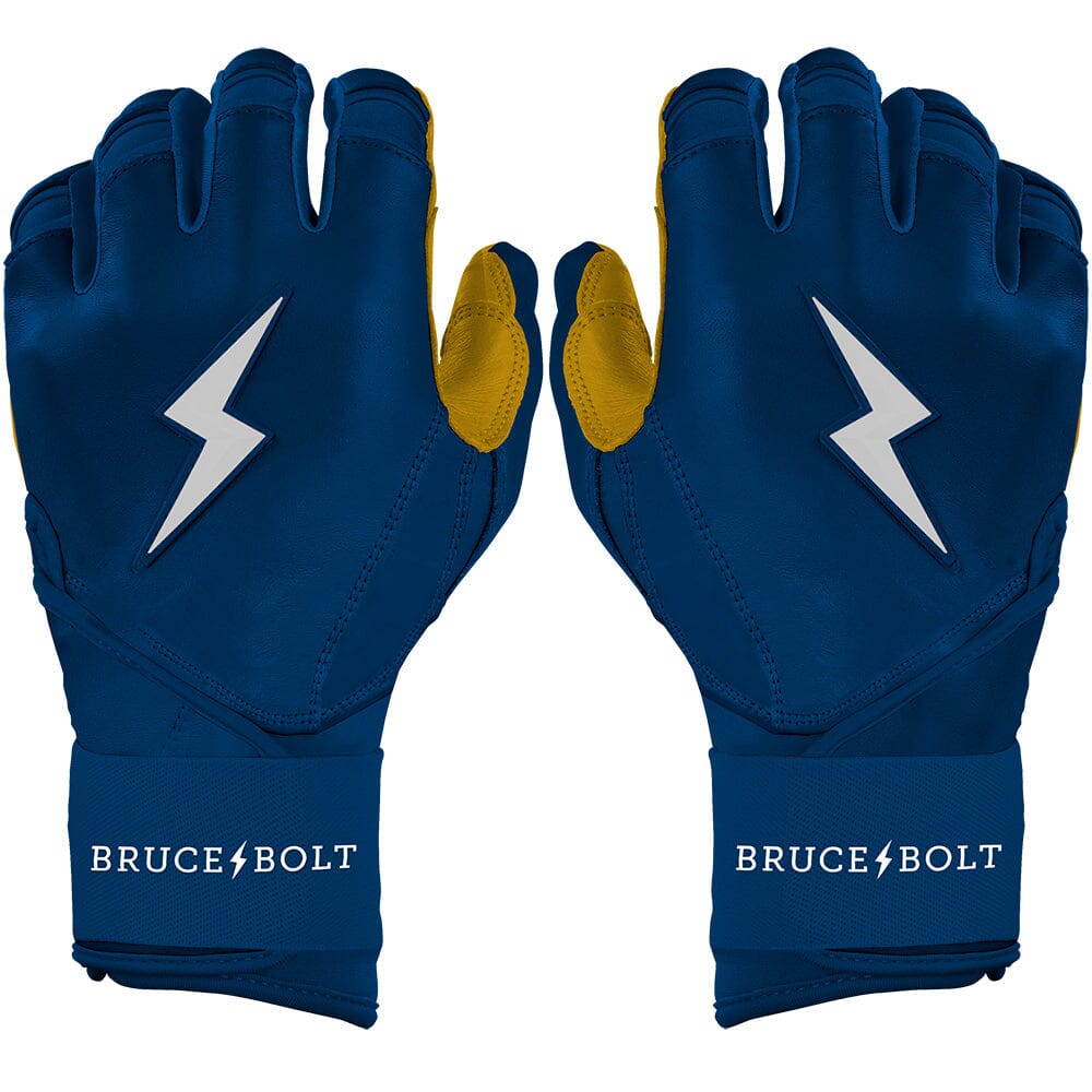 Bruce Bolt Premium Pro Long Cuff Batting Gloves – Navy Cabretta Leather