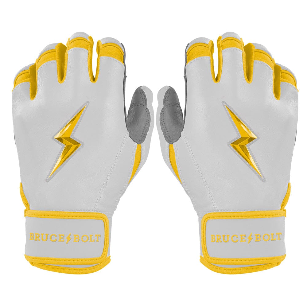 Bruce Bolt Premium Pro Chrome Series Yellow Batting Gloves