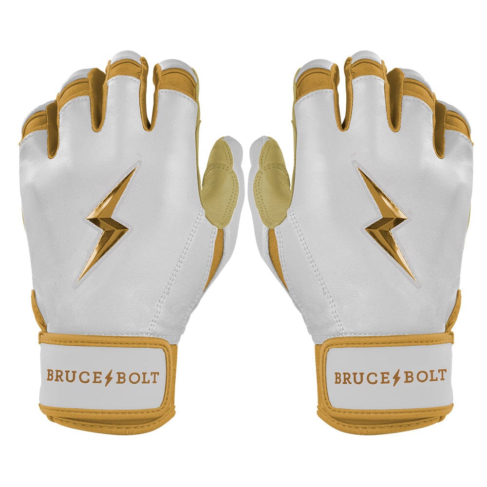 Premium Gold Series Baseball Batting Gloves - White Cabretta Leather