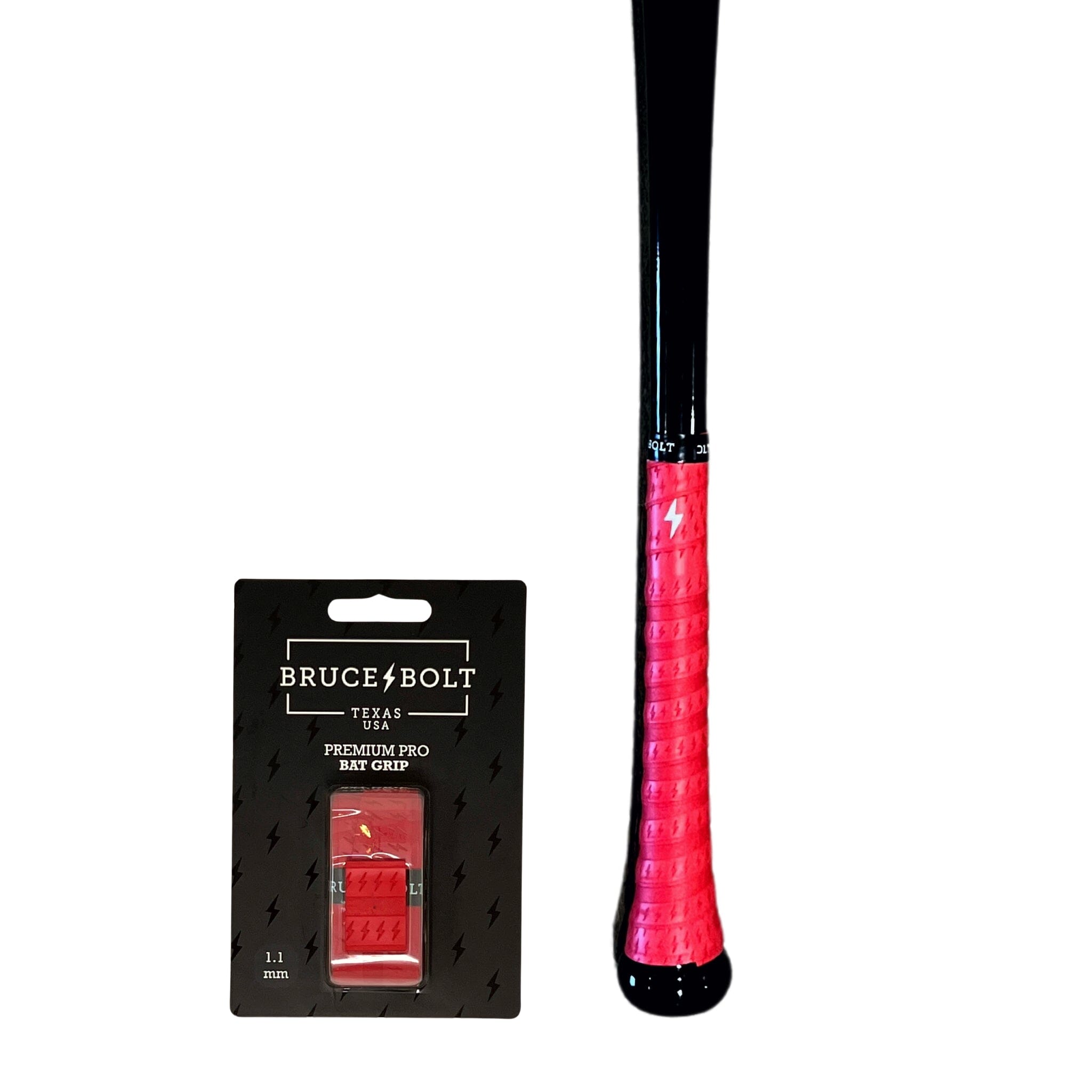BRUCE BOLT Pro Baseball Bat Grip - Tacky & Durable Red