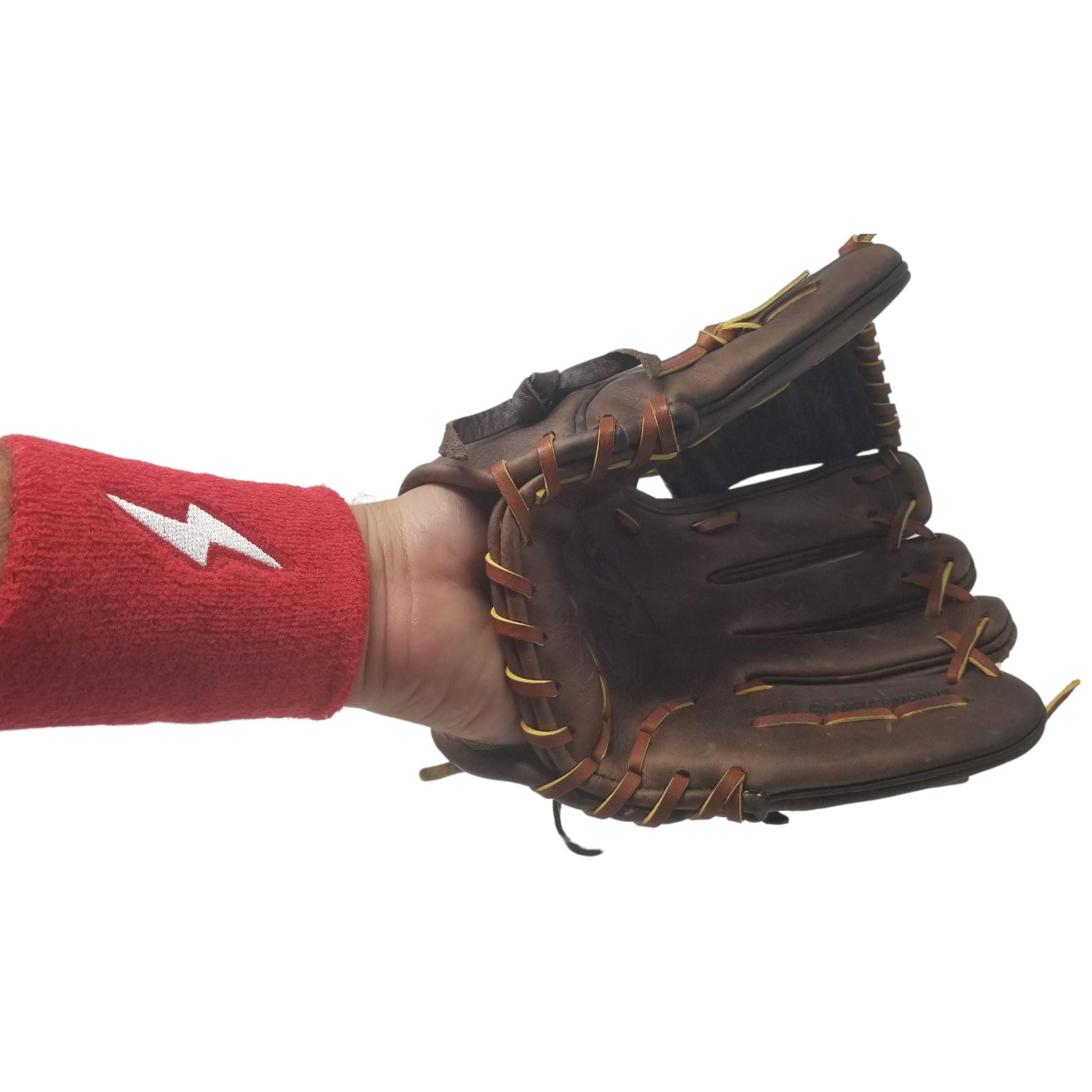 BRUCE BOLT Pro Wrist Bands for Baseball - Red, Sweat Absorbent
