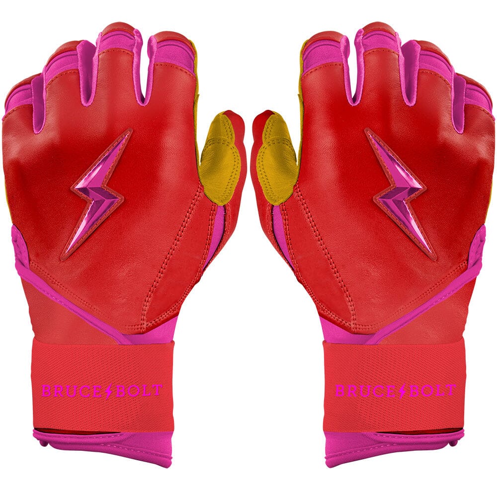 Bruce Bolt Bader Series Pink Long Cuff Batting Gloves – Premium Pro